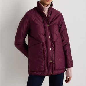 Quince Women's Barolo Burgundy Featherless Long Quilted Puffer Jacket